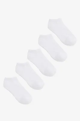 Ardene 5-Pack Solid Ankle Socks in White | Polyester/Spandex
