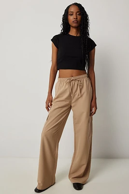 Ardene Mid Rise Straight Leg Cargo Pants in Beige | Size | Polyester/Rayon/Spandex