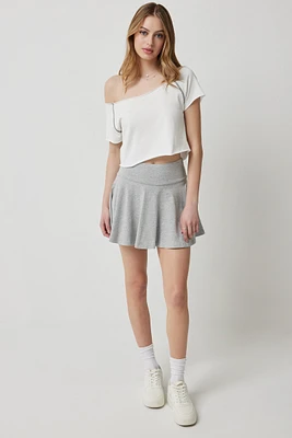 Ardene Basic Cotton Sports Skirt in Light Grey | Size | Cotton/Elastane/Viscose | Eco-Conscious