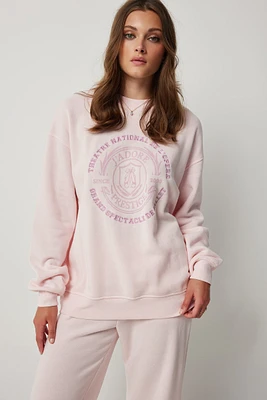 Ardene Ballet Slippers Printed Sweatshirt in Light Pink | Size | Polyester/Cotton | Fleece-Lined