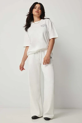 Ardene Wide Leg Sweatpants in White | Size | Fleece-Lined