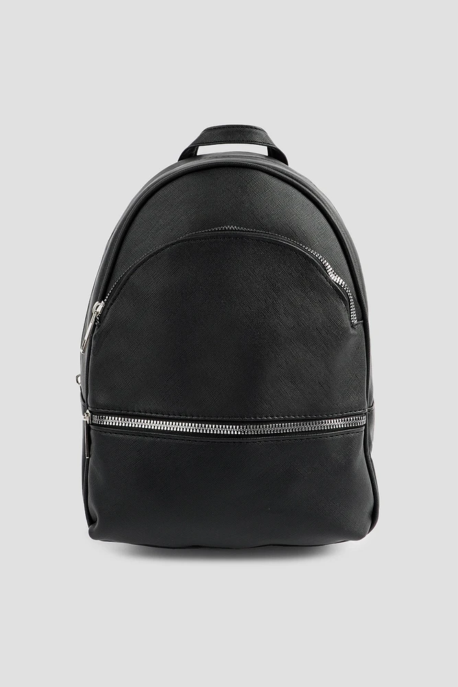 Ardene Faux Leather Backpack in Black | Faux Leather/Polyester