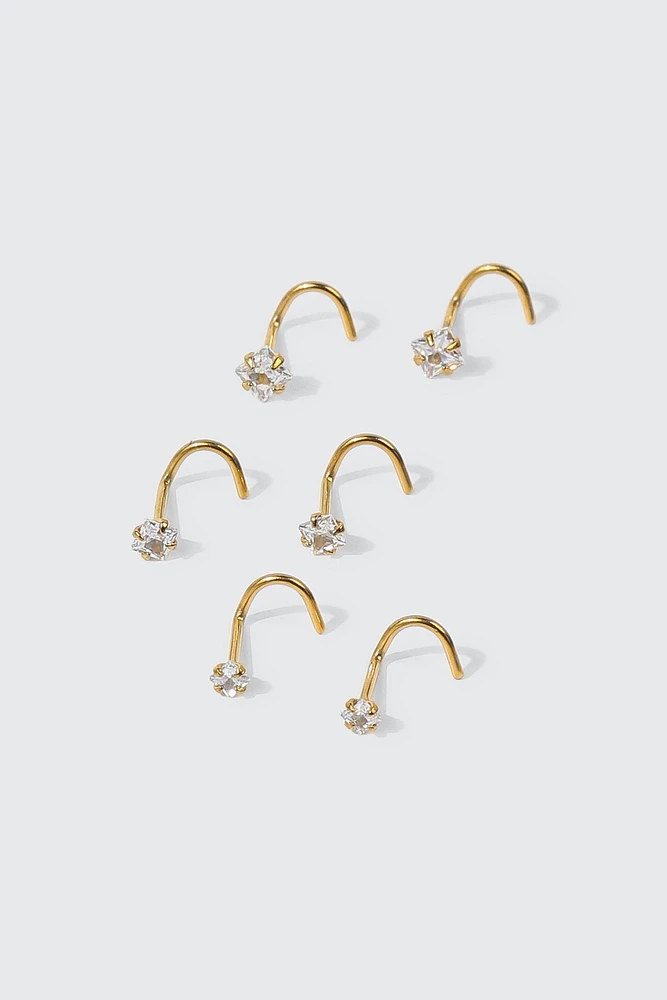 Ardene 6-Pack Stone 18K Gold Plated Nose Studs