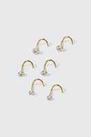 Ardene 6-Pack Stone 18K Gold Plated Nose Studs