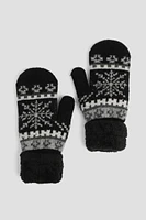 Ardene Sherpa Lined Knit Mittens in | Polyester/Spandex