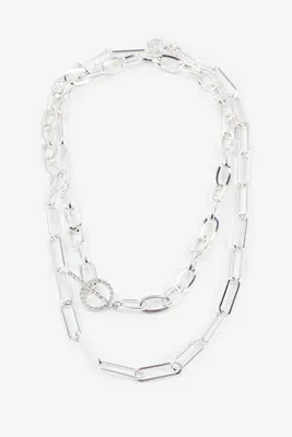 Ardene Mix Chain Necklace with Toggle in Silver