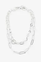 Ardene Mix Chain Necklace with Toggle in Silver