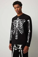 Ardene Man Skeleton Long Sleeve T-Shirt For Men in Black | Size | 100% Cotton