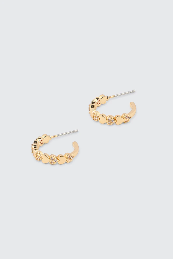 Ardene 14K Gold Plated Mini Heart Hoop Earrings | Stainless Steel