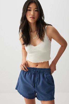 Ardene Seamless Tank With Lace Detail in Beige | Size | Nylon/Elastane