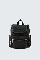 Ardene Nylon Flap Backpack in Black | Polyester/Nylon | Eco-Conscious