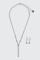 Ardene Y Necklace and Earrings Set in Silver | Stainless Steel