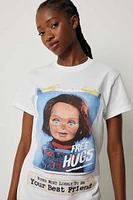 Ardene Oversized Chucky Graphic T-Shirt in White | Size | 100% Cotton