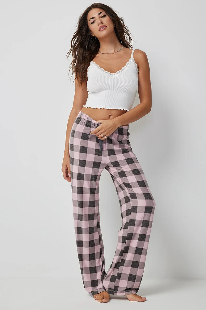 Ardene Super Soft Straight Leg PJ Pants in Light Pink | Size | Polyester/Elastane | Eco-Conscious