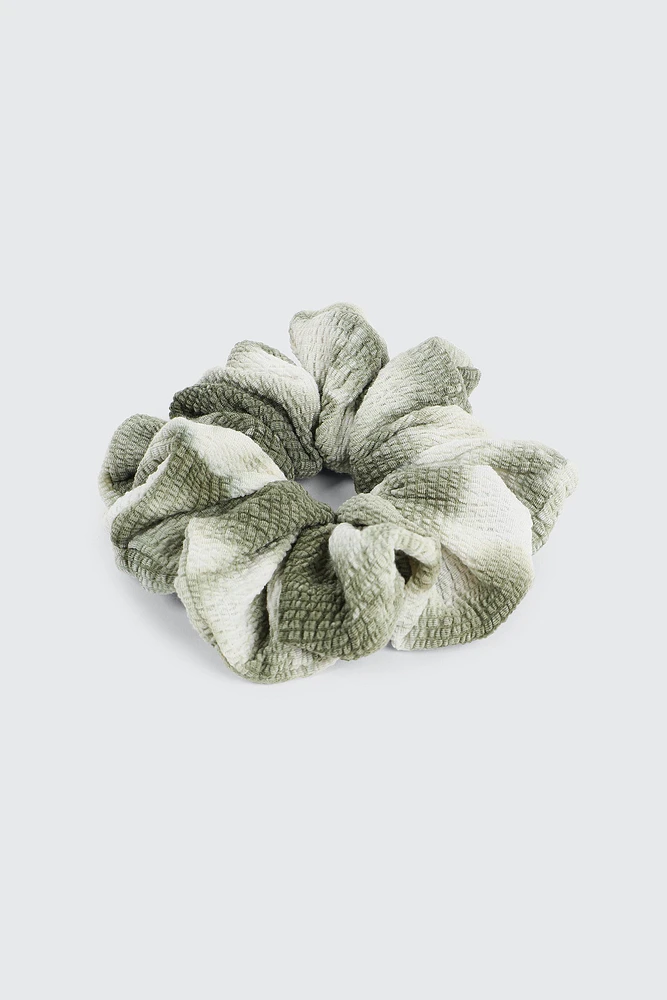 Ardene XL Tie Dye Scrunchie in Medium Green | Polyester/Elastane