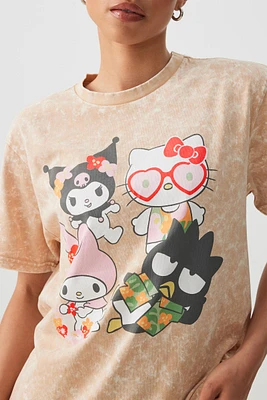 Ardene Washed Oversized Sanrio T-Shirt in Beige | Size | 100% Cotton