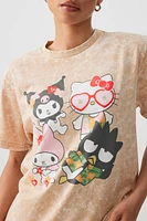 Ardene Washed Oversized Sanrio T-Shirt in Beige | Size | 100% Cotton