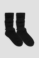 Ardene Slouchy Boot Socks in Black | Polyester/Spandex