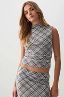 Ardene Printed Mesh Mock neck Top in | Size | Polyester/Spandex