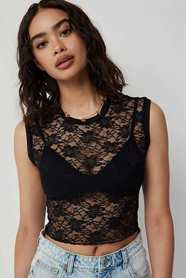 Ardene Sheer Lace Sleevless Top in | Size