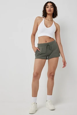 Ardene French Terry Sweatshorts in Khaki | Size | Polyester/Cotton