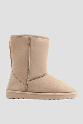 Ardene Faux Sheepskin Boots in Beige | Size | Faux Suede | Eco-Conscious | Microfiber