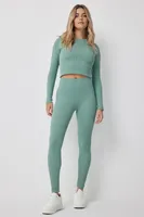 Ardene Wide Waistband Seamless Leggings in Light Green | Size | Polyester/Nylon/Elastane | Eco-Conscious