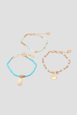 Ardene 3-Pack Bead Bracelets in Light Blue