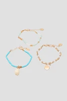 Ardene 3-Pack Bead Bracelets in Light Blue