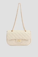 Ardene Chain Strap Quilted Bag in Beige | Faux Leather/Polyester