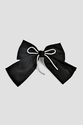 Ardene Hair Bow with Rhinestone Detail in Black