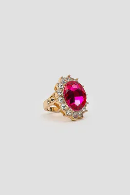 Ardene Embellished Stone Statement Ring in Pink | Size