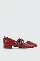Ardene Triple Strap Mary Janes in Burgundy | Size | Faux Leather | Eco-Conscious