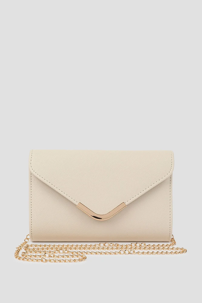 Ardene Enveloppe Clutch in Beige | Faux Leather/Polyester