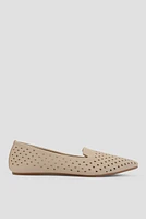 Ardene Laser Cut Ballet Flats in Beige | Size | Faux Suede