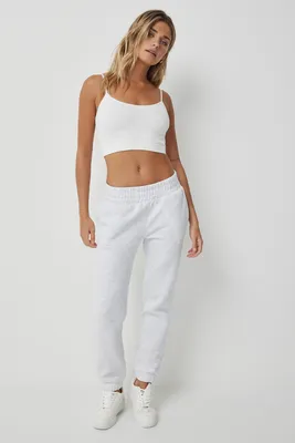 Ardene Slim Fit Sweatpants in Light Grey | Size | Polyester/Cotton | Fleece-Lined