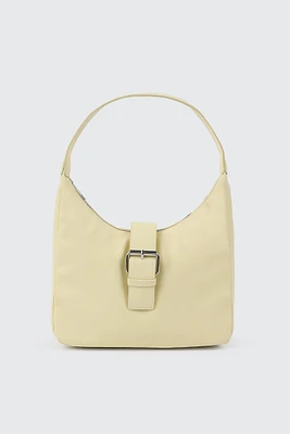 Ardene Shoulder Bag with Buckle in Light Yellow | 100% Recycled Polyester | Eco-Conscious