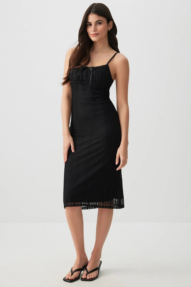 Ardene Lace Midi Dress with Ribbon Detail in | Size | Nylon/Spandex