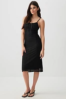 Ardene Lace Midi Dress with Ribbon Detail in | Size | Nylon/Spandex