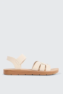 Ardene Flat Strappy Sandals in Beige | Size | Eco-Conscious