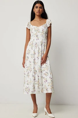 Ardene Floral Sweetheart Midi Dress in | Size | 100% Viscose