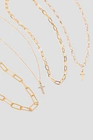 Ardene 4-Pack Necklaces with Cross Pendants in Gold