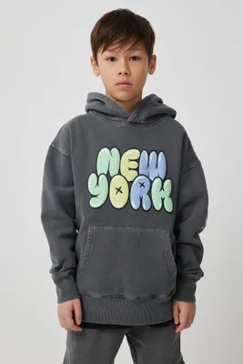 Ardene Kids New York Hoodie in Grey | Size | Polyester/Cotton