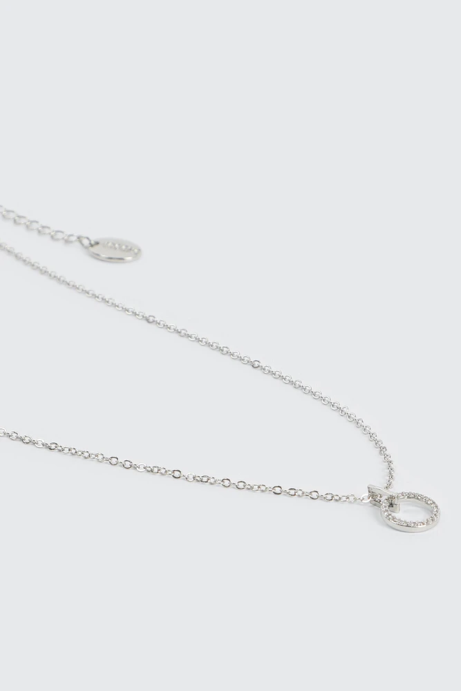 Ardene 14K White Gold Plated Necklace with Circle Pendant