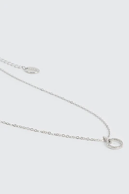 Ardene 14K White Gold Plated Necklace with Circle Pendant