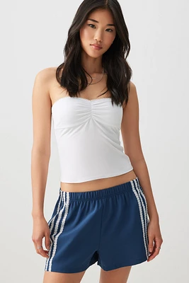 Ardene Track Shorts with Side Lace Trim in Dark Blue | Size | Polyester/Spandex