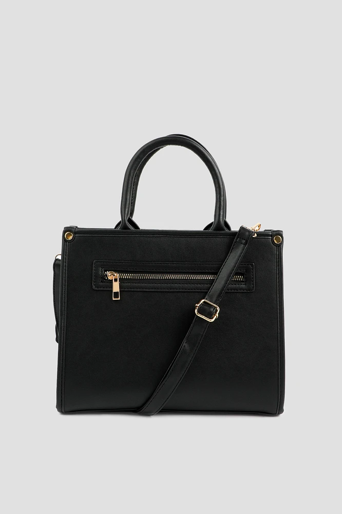 Ardene Tote Bag in Black | Faux Leather/Polyester