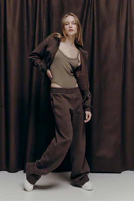 Ardene MADESOFT Fleece Straight Leg Sweatpants in Terra Brown | Size | Polyester/Cotton | Eco-Conscious