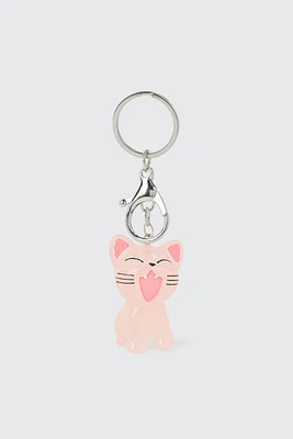 Ardene Cat Keychain in Light Pink