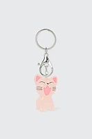 Ardene Cat Keychain in Light Pink